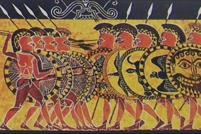 The clash between two hoplite phalanxes depicted on ‘Chigi olpe’ - Corinthian wine jug, mid-7th BC - National Etruscan Museum of Villa Giulia (Rome)