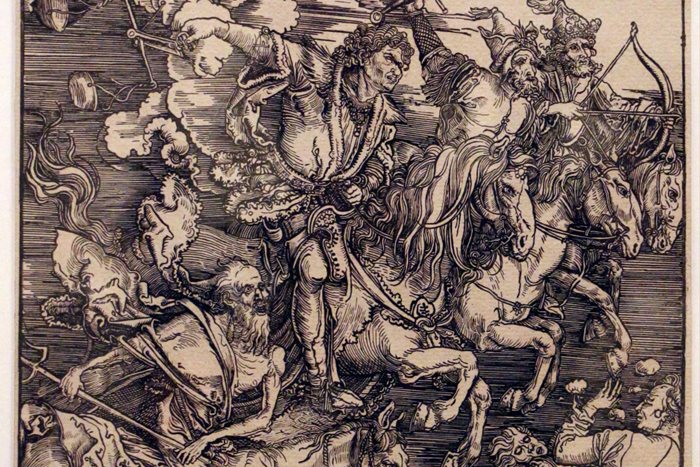 Albrecht Dürer, Apocalisse, 04 i quattro cavalieri dell'Apocalisse, xilografia, 1497-98