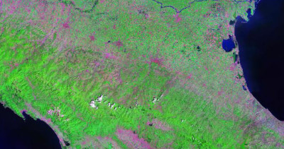 Immagine da satelli te Landsat 7 dell'Emilia Romagna